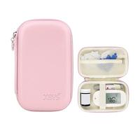 Linpr Sac Portable pour Diabète, Boîte de Rangement pour Lecteur de Glycémie, Adapté aux Bandelettes de Test de Glycémie, aux Aiguilles de Prélèvement Sanguin et Autres Fournitures (Rose)