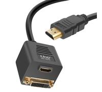 LinQ Adaptateur HDMI Mâle vers DVI-D Femelle et HDMI Femelle Compact Noir