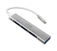 Adaptateur Hub USB-C vers 4x Ports USB Transmission Ultra Rapide Compact LinQ Argent