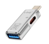 LinQ Adaptateur Compact OTG USB et USB-C vers USB-C Argent