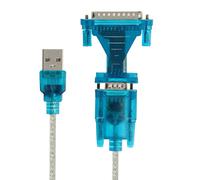 LinQ Adaptateur USB 2.0 vers DB25 et DB9 Bleu clair