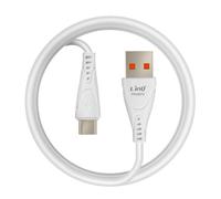 Câble USB vers USB C Fast Charge 3A Synchronisation Longueur 1m Blanc