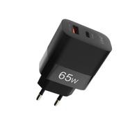 Chargeur Secteur 2 Ports USB + USB-C Puissance 65W Compact Noir