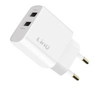 Chargeur Secteur Double USB Puissance 10.5W Format Compact LinQ Blanc