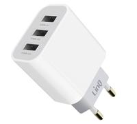 Chargeur Secteur Triple USB Puissance 15.5W Format Compact LinQ Blanc