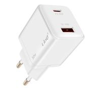 LinQ Chargeur USB-C Power Delivery 30W + USB 18W Quick Charge 3.0 Compact Blanc