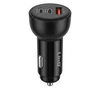 LinQ Chargeur Voiture Allume Cigare 60W avec 2 USB-C PD 30W et USB-A QC 3.0 Noir