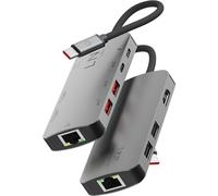 LINQ Connects Hub Pro Multiport 8 en 1 USB-C (Vidéo 8K / Audio 7.1 Surround), USB-C, HDMI, Ethernet, lecteurs de Cartes SD et microSD, USB 3.1 jusqu'à 10 Gbps, Gris