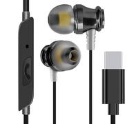 LinQ Écouteurs filaires USB C intra-auriculaires Microphone et boutons Noir