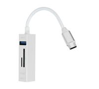 Hub USB-C 5 en 1 avec 3 Ports USB et Lecteur de Carte SD Micro-SD Argent