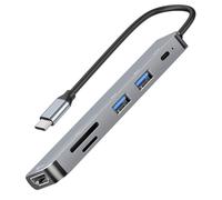 Hub USB-C vers HDTV 4K, USB-C 100W, Lecteurs Cartes SD / Micro-SD LinQ Gris