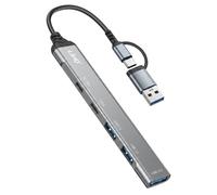 LinQ HUB USB Multiport 5-en-1 vers 2 USB-C PD 10W et 3 USB-A 480Mbps Gris