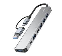 LinQ HUB USB Multiport 7-en-1 5Gbps vers 2 USB-C et 5 USB-A Gris