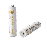 LinQ Lot de 2 Piles AAA Rechargeables Lithium 3000mWh 1.5V Blanc