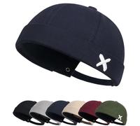 LINQEE Bonnet Docker Été Maille sans Bord Visiere Casquette Skullcap Travailleur Chapeau Fashion Réglable Casquette de Marinrier Roulé Cuff Retro Beanie Hat