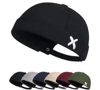 LINQEE Bonnet Docker Été Maille sans Bord Visiere Casquette Skullcap Travailleur Chapeau Fashion Réglable Casquette de Marinrier Roulé Cuff Retro Beanie Hat