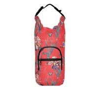 linqin Art Iris Sac de rangement pliable pour bouteille d'eau rouge avec manchon isotherme pour bouteille d'eau de randonnée, sac à dos pour bouteilles d'eau de 50/61/81/1,2 l