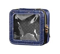 linqin Art Trousse de toilette de voyage imperméable pour femme Motif pois et lignes Bleu Taille 1, Art Dots and Lines Bleu, 1 size