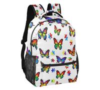 linqin Autism Awareness Sac à dos léger Motif papillon Taille S, Papillon de sensibilisation à l'autisme, Medium, Sac à dos