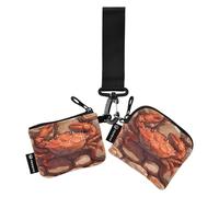 linqin Beauty Crab Fire Brick Lot de 2 portefeuilles doubles pour femme avec fermeture éclair et poche pour pièces de monnaie, Brique réfractaire Beauty Crabe, 1 size