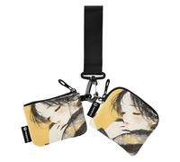 linqin Beauty Lot de 2 porte-monnaie pour femme avec fermeture éclair et porte-clés Jaune et noir, Jaune et noir, 1 size