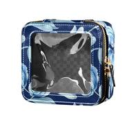 linqin Beauty Tulipes Petite trousse de maquillage transparente Bleu roi Trousse de toilette pour voyage, Beauty Tulipes Bleu roi, 1 size