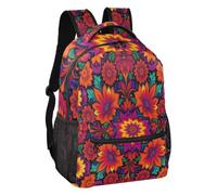linqin Bold Mandala Floral Sangle Réglable Sac à dos Décontracté S, Mandala | Doublure intérieure en peau de pêche noire, 4 petites poches intérieures séparées, shopping de fin de semaine