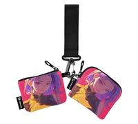 linqin Cunning Asian Girls Hpt Lot de 2 portefeuilles doubles pour femme avec dragonne minimaliste et poche à monnaie pour le travail et les voyages Rose, Cunning Asian Girls Hpt Pink, 1 size
