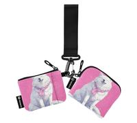 linqin Excited Wolfs Lot de 2 porte-monnaie pour femme avec poche zippée pour cartes de crédit et pièces de monnaie Rose, Excited Wolfs Pink, 1 size