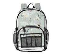 linqin Fleurs abeilles vert sac à dos scolaire transparent pour filles sac à dos transparent résistant à l'usure, fleurs abeilles vertes, 1 taille, fleurs abeilles vertes, 1 taille, Fleurs abeilles