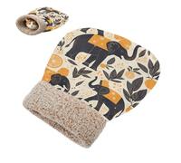 linqin Fluffy Tunnel Hideaway Winter Black Elephants Sac de lit pour l'intérieur Chiot et Chats Durable Enveloppement semi-fermé