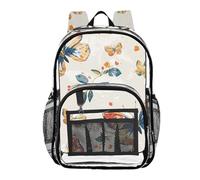 linqin Flying Butterflies Sac à dos d'école transparent pour adultes Transparent, Papillons volants, 1 size, Papillons volants, Taille unique