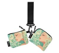 linqin Glam Person Lot de 2 porte-monnaie fins et amovibles avec poche zippée pour femmes et filles Vert menthe, Glam Person Mint, 1 size