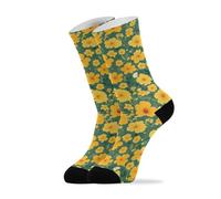 linqin Golden Little Wildflowers Lot de 2 paires de chaussettes de course à pied respirantes pour homme Blanc