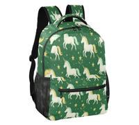 linqin Green Star Pony Sac à dos de voyage avec sangle réglable Taille S, Imprimé poney étoile verte, M