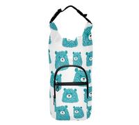 linqin Joli sac à main en forme de tête d'ours vert avec porte-bouteille - Sac à dos polyvalent avec cordon de serrage et porte-bouteille - Pour bouteilles de 50/61/81/1,2 l, Tête d'ours vert mignon