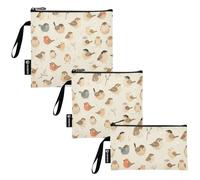 linqin Little Birds Lot de 3 sacs à goûter réutilisables pour enfants - Sacs alimentaires d'urgence pour articles de voyage, organisation à la maison - Beige