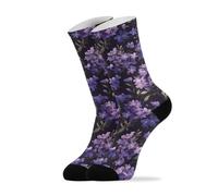 linqin Little Purple Wildflowers Lot de 2 paires de chaussettes légères pour homme Motif fleurs sauvages