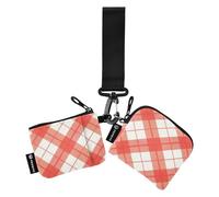linqin Lot de 2 étuis à cartes fins et amovibles avec dragonne pour cartes de crédit pour femme - Motif vichy rouge, Vichy rouge, 1 size