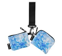 linqin Lot de 2 porte-monnaie minimalistes avec dragonne pour femme Motif fleurs de dahlia bleu, Fleurs de dahlia bleu, 1 size