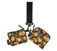 linqin Lot de 2 portefeuilles à double dragonne, porte-monnaie minimaliste, porte vec poche à fermeture éclair pour femmes et hommes, Nectarines mignonnes, 1 size