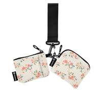 linqin Lot de 2 portefeuilles à double dragonne pour femme avec poche à fermeture éclair pour homme et femme Motif fleurs, Fleurs mignonnes vichy, 1 size