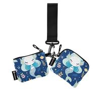 linqin Lot de 2 portefeuilles fins et portables avec poche à fermeture éclair pour femme Motif sirènes Bleu, Sirènes de conte de fées Bleu, 1 size