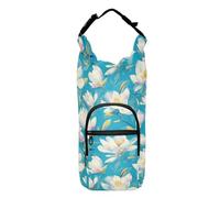 linqin Magnolia Porte-bouteille d'eau cyan clair avec cordon de serrage avec poches et porte-bouteille d'eau, sac à dos pour bouteille d'eau de randonnée, sac à dos pour bouteilles de 50/61/81/1,2 l
