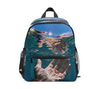 linqin Main sous-marine avec reflet arc-en-ciel mignon sac à dos pour enfants filles laisse sacs à livres avec étiquette de nom pour enfants mini sac à livres mochilas para ni ?as de 2 a?os
