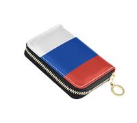 linqin Mini petit portefeuille multifonction en cuir végétalien avec 9 emplacements pour cartes, usage quotidien Motif drapeau de la Russie