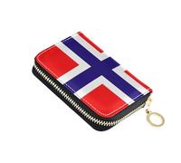 linqin Mini porte-cartes en cuir souple avec motif drapeau de la Norvège pour un transport quotidien RFID