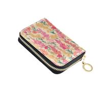linqin Mini portefeuille en cuir souple avec motif fleurs de glaïeul pour un transport quotidien, blocage RFID, 2 poches pour pièces de monnaie, voyage