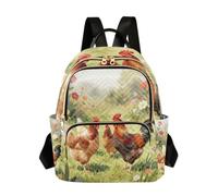 linqin Mini sac à dos avec plusieurs poches zippées, Jolie ferme de poulet, Medium, Sac à dos tendance