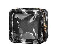 linqin Mini trousse de maquillage transparente noire avec fermeture éclair pour voler, Méduse blanche noire, 1 size